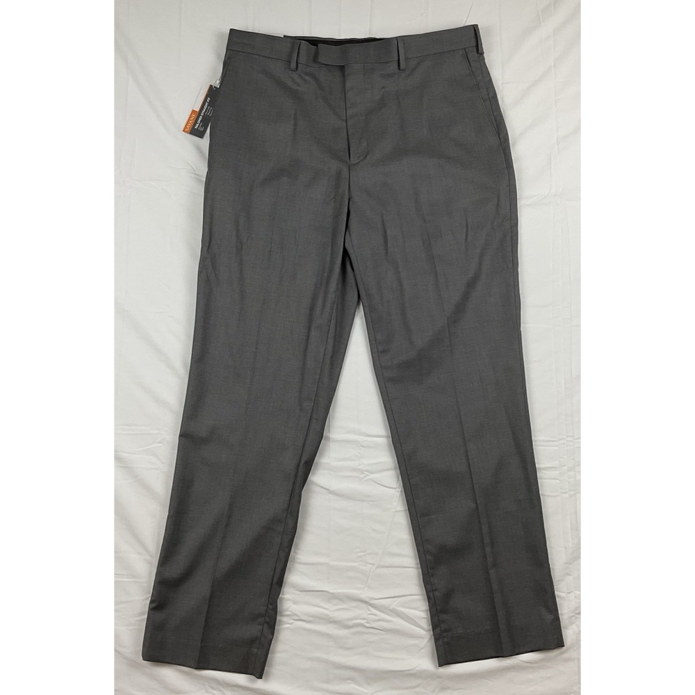 Savane Premium‎ Flex Dress Pants Tailored Fit Comfort Waist Dark Gray 36x32